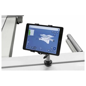 Tablet holder on sliding carriage | 